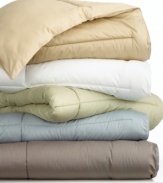 Completely envelop yourself in warmth with the Sealy Crown Jewel Best Fit® comforter. Oversized for complete coverage, this comforter is made of luxurious 300-thread count cotton sateen and features smooth Maxiloft® down alternative fibers that provide ultimate warmth and comfort. Available in white and several colors.