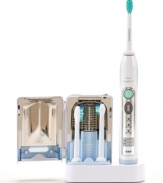 Go a step further toward better oral health and give yourself something to smile about! This breakthrough brush utilizes advanced technology for dentist clean results, while the sanitizer uses germicidal UV-C light to kill bacteria on your brush head, safeguarding you and your mouth against potentially harmful germs. Two-year warranty. Model RS930.