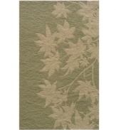 At one with its surroundings, this indoor/outdoor rug from Momeni features a leafy motif set in warm, natural tones.  Hand-hooked polypropylene is surprisingly soft, enduringly bright and always easy to clean -- just hose it down and enjoy years of unique style.