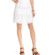 Allover eyelet makes for one flirty look! INC's petite skirt adds airy appeal to any outfit.