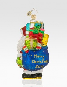 EXCLUSIVELY AT SAKS. This charming European glass ornament features a jolly St. Nick and a present-packed bag to commemorate the season.Mouthblown, handpainted glass 5¾ high Made in Poland