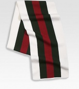 White with signature green/red/green web detail.70% wool/30% silk9½W X 70½LDry cleanMade in Italy