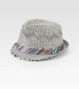 Multicolored print patterns adorn this classic fedora shaped in fine paper straw.StrawDry cleanImported