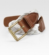 Simple, yet striking, this woven cotton and leather belt adds a level of sophistication to any casual ensemble.Cotton/leatherAbout 1 wideMade in Italy