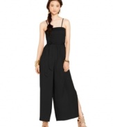 Palazzo pants compliment a smocked and fitted top on this jumpsuit from American Rag that thrives on grand proportions!