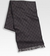 Fine wool scarf with signature GG grid. Fringed ends 14W X 70H Wool Dry clean Made in Italy 