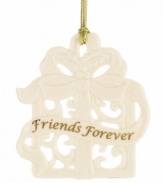 A Christmas gift that says it all. Sculpted in ivory porcelain with the words Friends Forever, this Lenox ornament is a meaningful present to give and receive.
