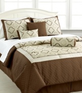 A truly traditional look with a hint of updated flair, this jacquard woven Manchester comforter set features a simple design in soothing brown and taupe hues.