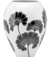 Artist Florence Broadhurt's timeless Japanese Floral print is revived for modern homes in this graphic black-and-white vase from kate spade new york.