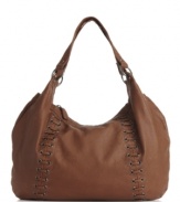 Slouchy & chic, mstylelab's bag adds some texture to your outfit with edgy whip stitching!