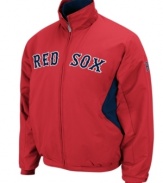 Ready to get out to the ball game? Support your Red Sox no matter how many innings it goes in this comfy Boston MLB jacket with Therma Base technology from Majestic.