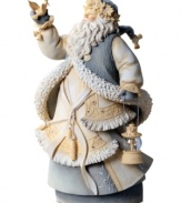 Classic Santa Claus stands proudly in this Christmas figurine, featuring glittering crystal embellishments with the phrase gift of peace inscribed along the bottom.