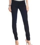 Streamline your silhouette with these Celebrity Pink skinny jeans featuring a black wash perfect for an urban-chic look!