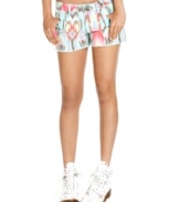 Trend-right and totally fun, these five-pocket, aztec-print denim shorts from Tinseltown make the cutest style statement!