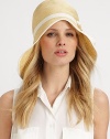 A lightweight design with an asymmetrical brim and grosgrain bow. StrawBrim, about 5&farc12;Clean with damp clothMade in Italy 