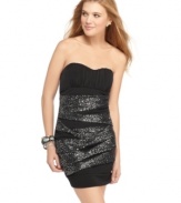 Sequin bandage stripes add the right amount of sparkle to this cute party dress from Ruby Rox! Don it with your favorite heels for a look that's meant to be seen!