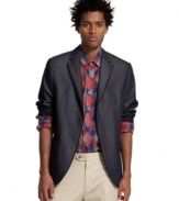 Take your tailored look up a notch with this two-button blazer from Bar III.