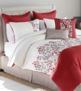 Boasting luxe embroidery and pleated details, the Ava comforter set offers distinct texture and a vine and leaf design that dances upon a pristine white ground. A rich red hue adds lovely color to the set while shams, bedskirt and decorative pillows finish this look of autumnal beauty.
