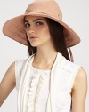 A lightweight style with a pretty swirl applique accented brim and an adjustable tie. CottonOuter adjustable tieBrim, about 4¾Imported 