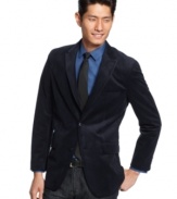 Complement your special occasion with this handsome slim fit 2 button blazer by Alfani RED.