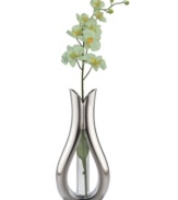 Celebrate nature with Nambe. Sculpted in lustrous, fluid metal, the Tulip bud vase transforms a stem of silk orchids – or your favorite fresh flowers – into modern art. A beautiful bridal shower or birthday gift!