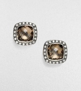 From the Moonlight Ice Collection. Rich smokey quartz is surrounded by luxe pavé diamonds in a sterling silver setting.Diamonds, 0.60 tcw Smokey quartz Sterling silver About ½ square Post back Imported