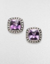 From the Moonlight Ice Collection. Amethyst and pavé diamond studs in blackened sterling silver. Amethyst Diamonds, 0.6 tcw Blackened sterling silver Size, about ½ Post back Imported 