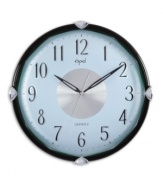 Combining a sleek aluminum dial and translucent green case, this contemporary wall clock gets you there on time and in style. With glass dome and soundless, tick-tock-free movement by Opal Clocks.