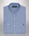 Square off. Crafted in a crisp check, this Lauren by Ralph Lauren shirt is a modern addition to your work wardrobe.