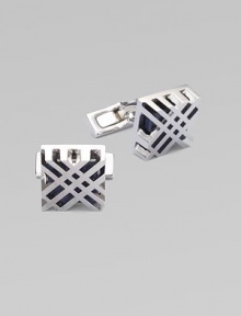 An elegant accessory to pair with a blazer or suit with an engraved check pattern. T-bar clasp About ¾ wide Brass Imported