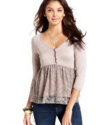 Pretty in lace: delicate tiers create romantic style on this baby doll top from American Rag.