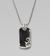 Unique texture and stunning design in sterling silver with a rayskin-textured leather inlay. Pendant, about 2 long Chain, about 20 long Imported