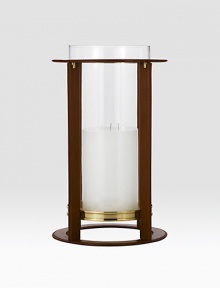 Crafted from gleaming glass, and encased in a supple saddle leather frame to evoke a heritage panache. 19 high6 X 9 candle recommendedLeather, glass and brassImported Crafted from gleaming glass, and encased in a supple saddle leather frame to evoke a heritage panache. 19 high6 X 9 candle recommendedLeather, glass and brassImported