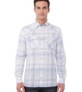 Mix up your casual look from the standard fare with this cool plaid shirt from Buffalo David Bitton.