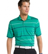 Practice makes perfect. No matter how long you're out on the links, this Izod performance golf shirt has UPF protection and moisture wicking to keep you in top condition.