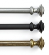 Both understated and refined, the Clifton curtain rod set gives your rooms classic distinction. Featuring traditional knob finials in three versatile finishes.