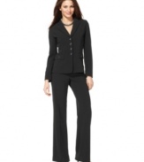A subtle stripe and gleaming hardware details make this Tahari by ASL pant suit a polished pick for Monday through Friday.