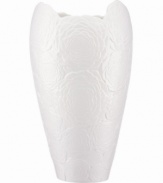 Elevate bouquets with the fresh and chic Marchesa Rose vase. White bone china sculpted with blooms inspired by the designer's couture gowns infuse a room with modern romance. From Marchesa by Lenox.
