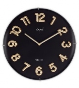Molded, metallic numerals float in the glass dome of this Opal Clocks wall clock. An edgeless design in solid black or white makes it virtually timeless.