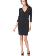 A little black dress with a hint of shine: Calvin Klein bedecks this petite sheath with panels of sparkling sequins at the shoulder and a figure-flattering fit. (Clearance)