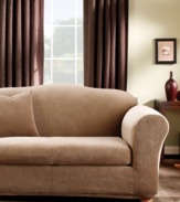 Featuring subtle allover striping in versatile, solid tones, the Stretch Stripe loveseat slipcover from Sure Fit instantly refreshes your furniture with style and comfort. Easy to care for, this slipcover can be tossed in the wash.