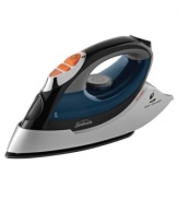 The secret is in the steam! This powerful handheld iron works as a steamer too, pumping out a powerful, continuous stream of steam that beats the wrinkles, creases and bunches out of your unruliest garments. A stainless steel soleplate, anti-drip feature and variable temperatures give this iron the versatility and durability to keep your wardrobe in line. 1-year warranty.