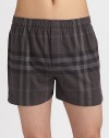A foundation of any man's style in checked flannel touched with the luxury of silk. Elastic waist 75% cotton/16% wool/9% silk Machine wash Imported 