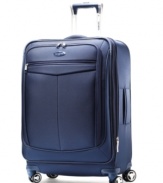 Made for travel's twists and turns with four multi-directional spinner wheels that easily mimic your movements and always follow your lead. An innovative design combines the unrivaled protection of a durable hardside construction with a fully-stocked interior that makes organized travel a given. 10-year warranty. Qualifies for Rebate