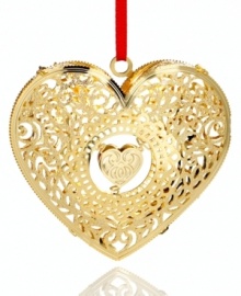 Fill your home with love this holiday with ChemArt's filigree heart ornament, featuring intricate pierced detail in gold-plated brass. Fill your home with love this holiday with ChemArt's filigree heart ornament, featuring intricate pierced detail in gold-plated brass.