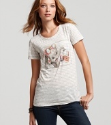 Dumbo arrives on this striped Patterson J. Kincaid tee, adorable for the weekends with your favorite denim. Layer it under a cardi for a cozy fall and flaunt dynamic Disney style.