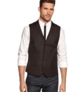 Feeling fine-update your out-on-the-town look with this handsome textured vest from Alfani RED.