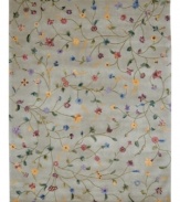 A garden of earthly delights. The Julian Collection sets new standards of quality and clarity for hand-tuffed, hand-carved carpets. A veritable rainbow of flowers and vines set against a soft gold ground. Woven from luxurious 100% premium wool pile rivaling the finest hand-knotted rugs for texture and opulence. Luster-washed for added sheen.