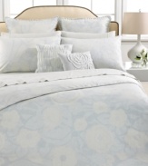 Layer your Forties Floral bed from Barbara Barry with this soft 300-thread count cotton sateen sheeting, featuring a shimmering white hue for timeless luxury.