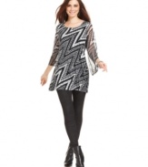 Modernize your look with this sleek zigzag-print tunic from Style&co. Pair it with black leggings and booties for a chic silhouette!